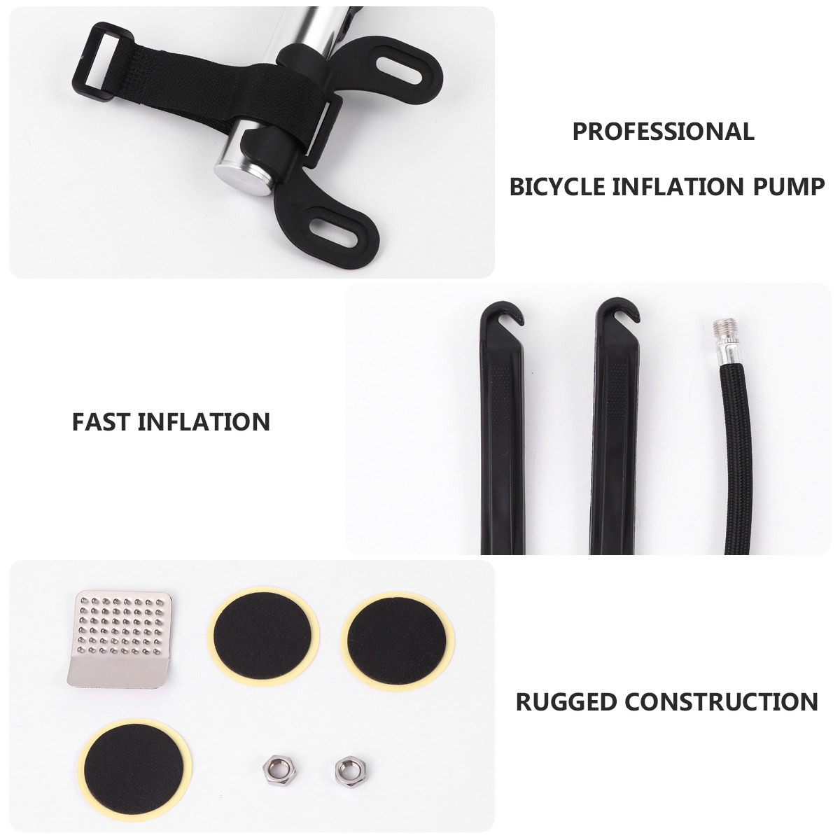 Bike Pump Frame Mount - Fietspomp, reparatieset voor lekke banden, reparatieset